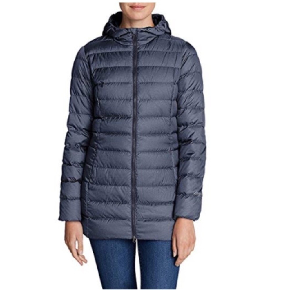Eddie Bauer CirrusLite Down Puffer Parka Jacket Quilted Hood Packable Gray XXL